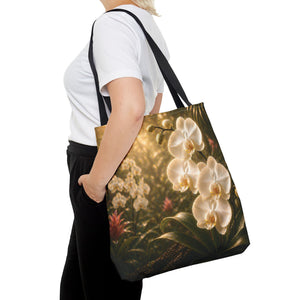 Orchid Garden Tote Bag — Sunlit White Orchid Floral All-Over Print