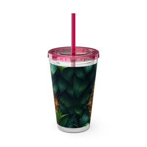 Tropical Tumbler with Straw | 16 oz: Framed Orangutan Apes