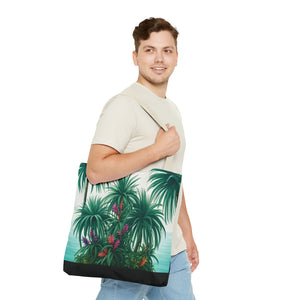 Tiny Palm Island/Black Tote Bag - 3 Sizes