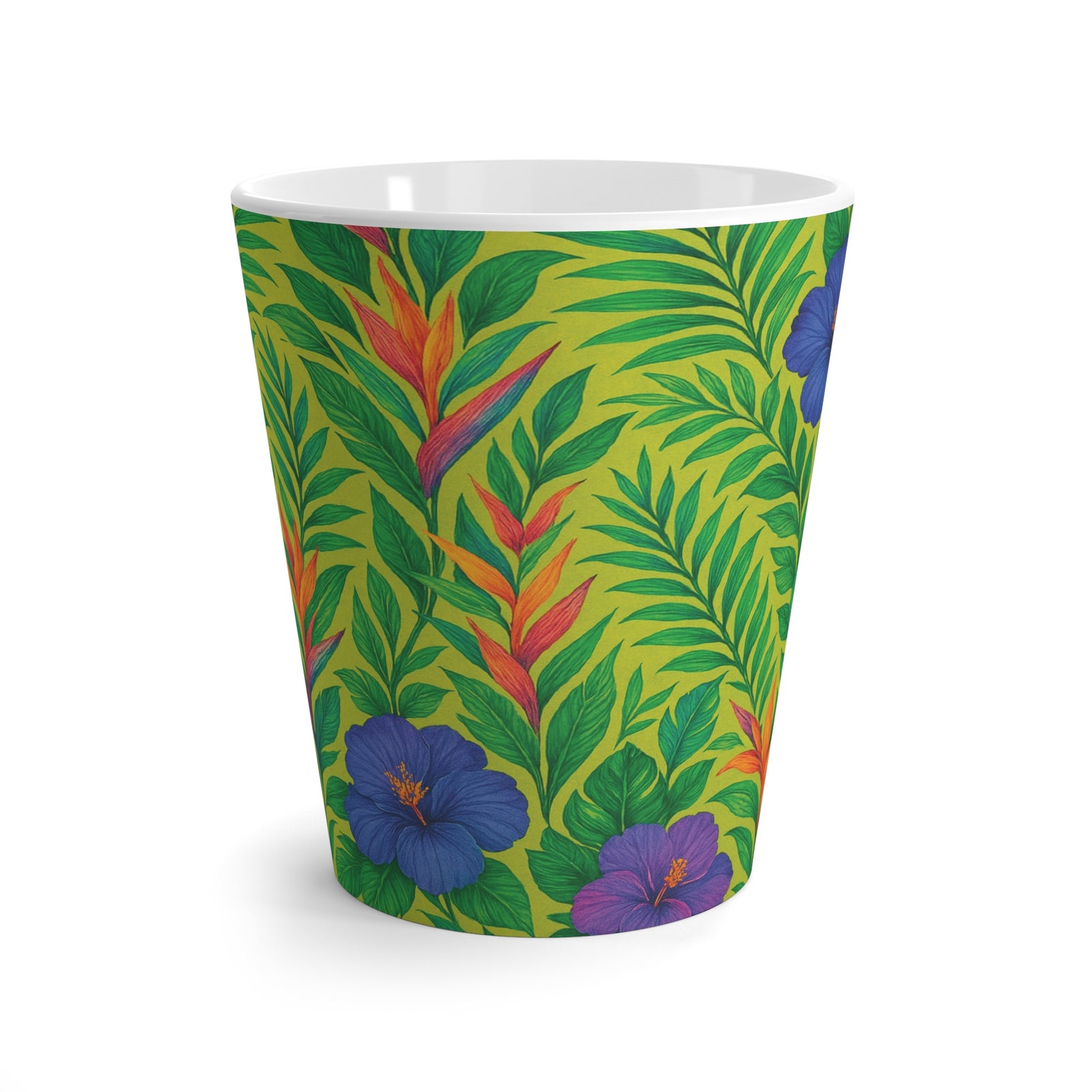 Latte White Mug - Midnight Flower Lime