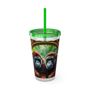 Tropical Tumbler with Straw | 16 oz: Framed Orangutan Apes