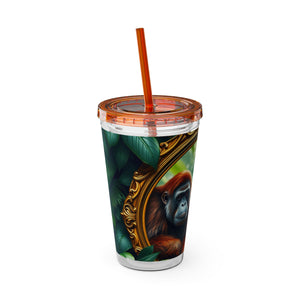 Tropical Tumbler with Straw | 16 oz: Framed Orangutan Apes