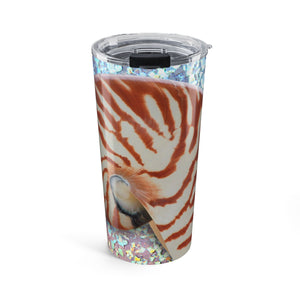 20oz Tumbler ~ Disco Striped Shell Glitter Travel Cup