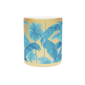 Tropical Metallic Mug, Gold or Silver - Palm Serenity, Turquoise