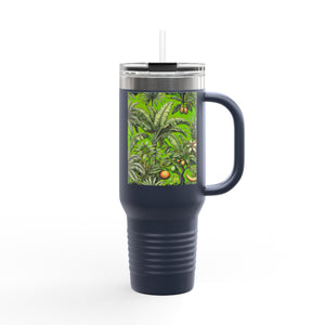 Insulated Travel Mug, 40oz / Tropical Fruit, Green - Perfect for Outdoor Adventures