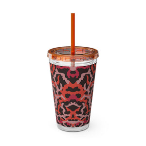 Tropical Tumbler with Straw | 16 oz: Coral Threads, Red