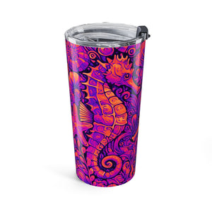 20oz Tumbler — Neon Pop Seahorse Trio Travel Mug