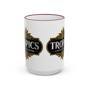 Accent Rim & Handle Mug – Tropics Lifestyle Coffee, Deco Long Logo