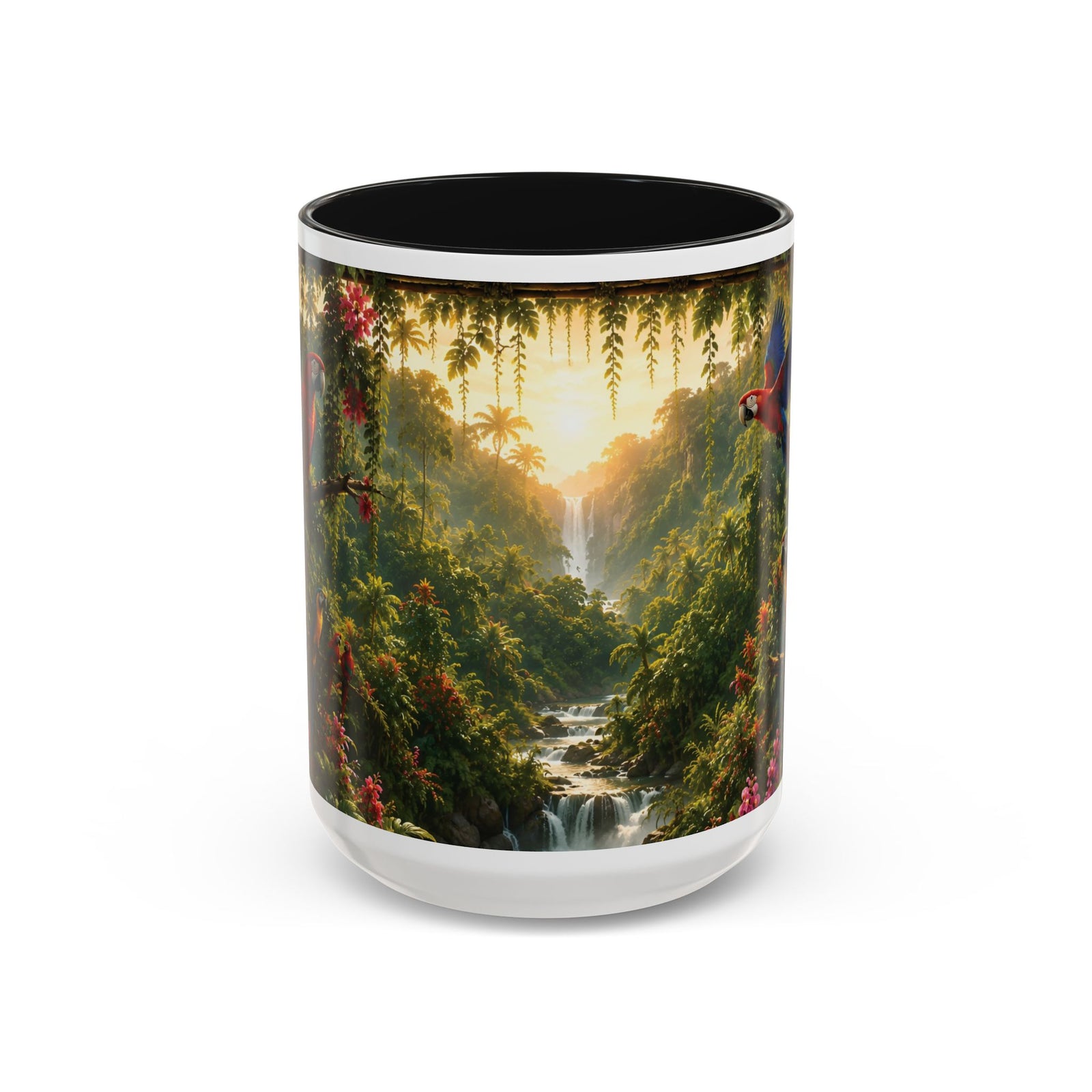 Tropical Waterfall Mug – Lush Jungle Scenic Accent Coffee Cup (11oz/15oz)