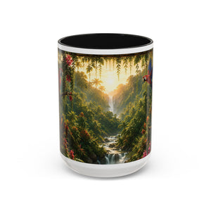 Tropical Waterfall Mug – Lush Jungle Scenic Accent Coffee Cup (11oz/15oz)