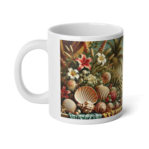 Jumbo Mug, 20oz, Seashell Tablescape | Tropical Coffee Cup
