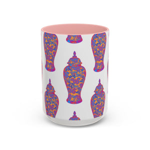 Accent Coffee Mug (11, 15oz), Heatwave Ginger Jar Repeat, Various Colors
