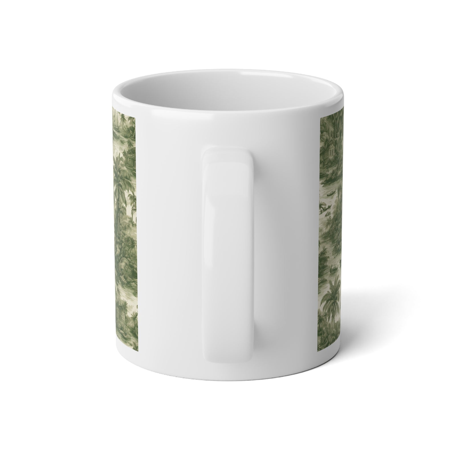 Jumbo Mug, 20oz, Tropical Toile, Evergreen | Tropical Coffee Cup, Gift for Coastal Lovers