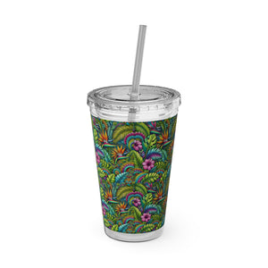Tropical Tumbler with Straw | 16 oz: Rainforest Blooms