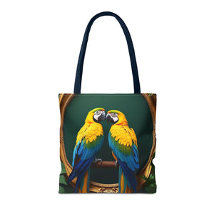 Rainforest Framed Parrot Pair Tote Bag - 3 Sizes