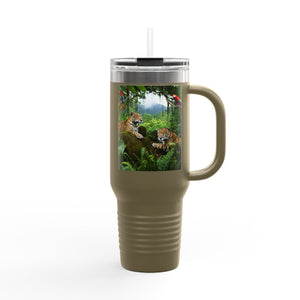 Jaguars and Parrots Insulated Travel Mug - 40oz - Perfect for Outdoor Adventures