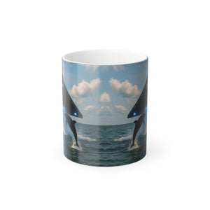 Color Morphing Mug, 11oz, UFO and Dolphin