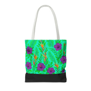 Midnight Flower GreenTote Bag - 3 Sizes