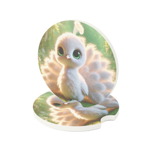 Soapstone Car Coaster - Baby White Peacock