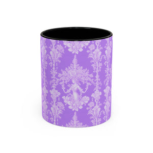 Accent Color Coffee Mug (11, 15oz), Pearl Lady Toile/Lavender Repeat