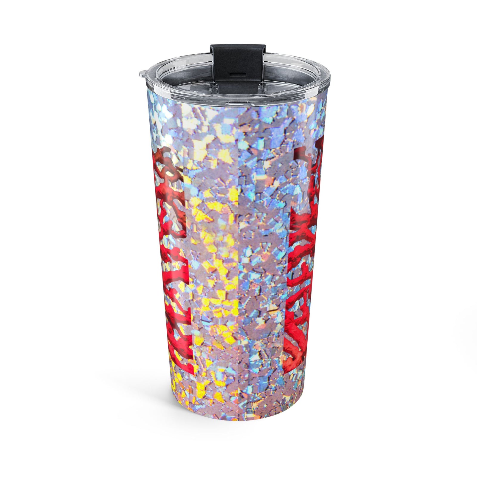 20oz Tumbler – Disco Red Coral Glitter Travel Cup