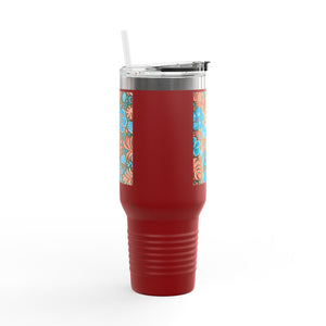 Insulated Travel Mug, 40oz / Beach Dreams, Coral Blues