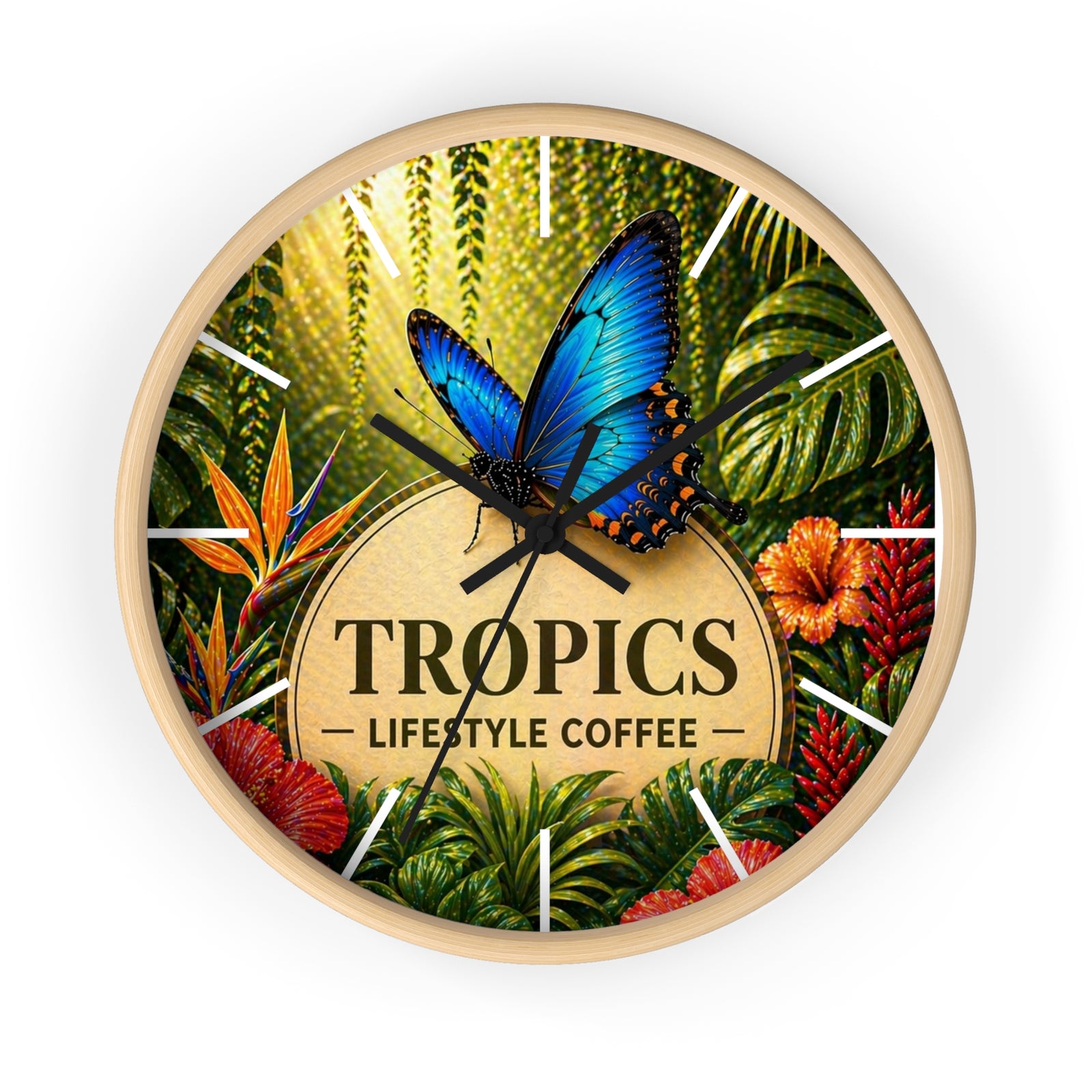 Tropical Forest Wall Clock — Colorful Parrots & Lush Jungle Art