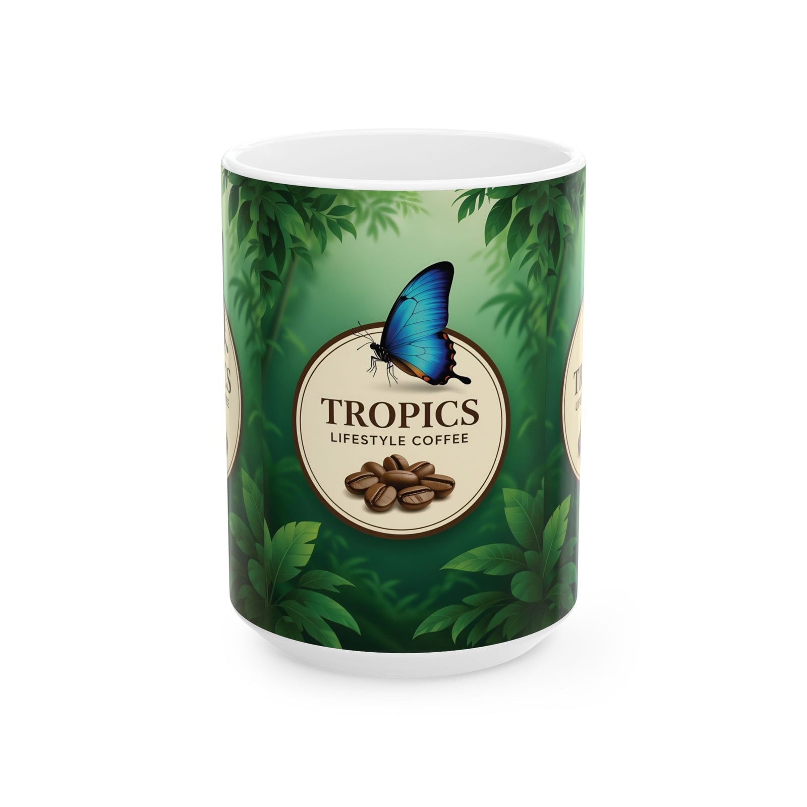 Ceramic White Mug - Tropics Lifestyle Coffee Butterfly