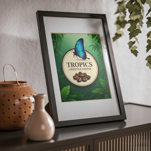 Coffee Wall Art, Framed Poster ~ Rainforest Morpho Butterfly (Our Brand)