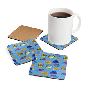 Coaster Set/4 - School of Fish/Light Blue