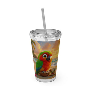 Tropical Tumbler with Straw | 16oz: Tiki the Parrot