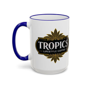 Accent Rim & Handle Mug – Tropics Lifestyle Coffee, Deco Long Logo