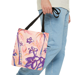Peach Tropical Doodles Tote Bag - 3 Sizes