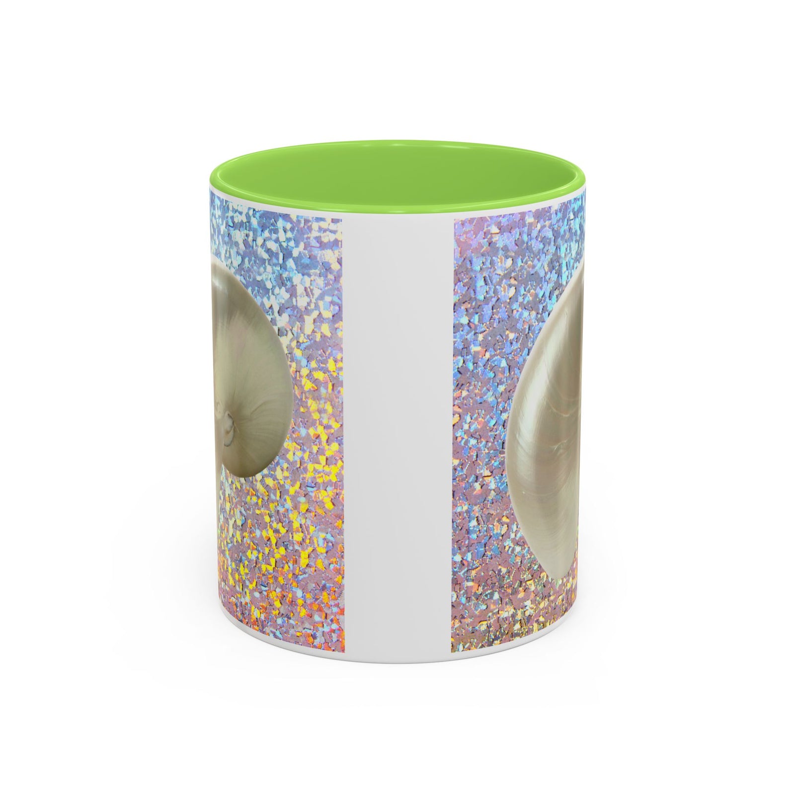 Colorful Mugs (11oz, 15oz), Disco White Nautilus