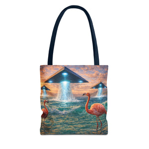 UFO and Flamingos Tote Bag - 3 Sizes