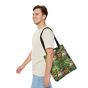 Tropical Hummingbirds & Coffee Tote Bag, Black - 3 Sizes