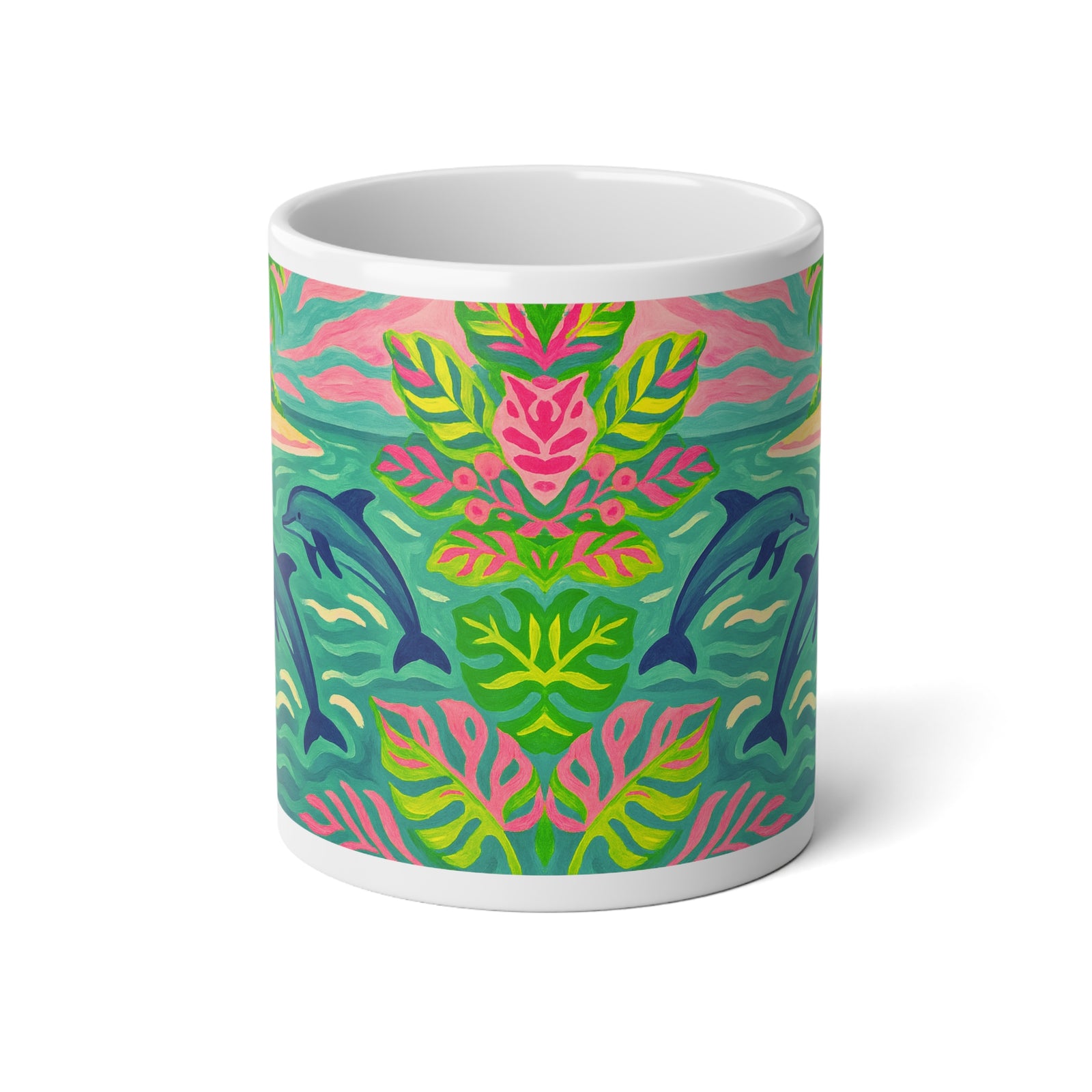 Jumbo Mug, 20oz, Jumping Dolphins | Tropical Coffee Cup