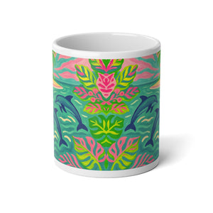 Jumbo Mug, 20oz, Jumping Dolphins | Tropical Coffee Cup