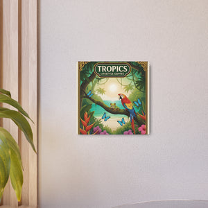 Tropics Metal Art Sign — Tropical Parrot Wall Decor