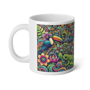 Jumbo Mug, 20oz, Rainforest Parrots | Tropical Coffee Cup