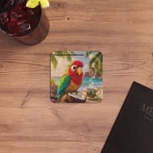 Cardboard Coaster Set — Tiki the Parrot Coffee Coasters (50/100 pcs)