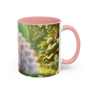 Accent Coffee Mug (11, 15oz), 8 Colors - Baby White Peacock