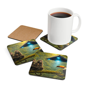 Coaster Set/4 -  UFO & Monkies, Toucan