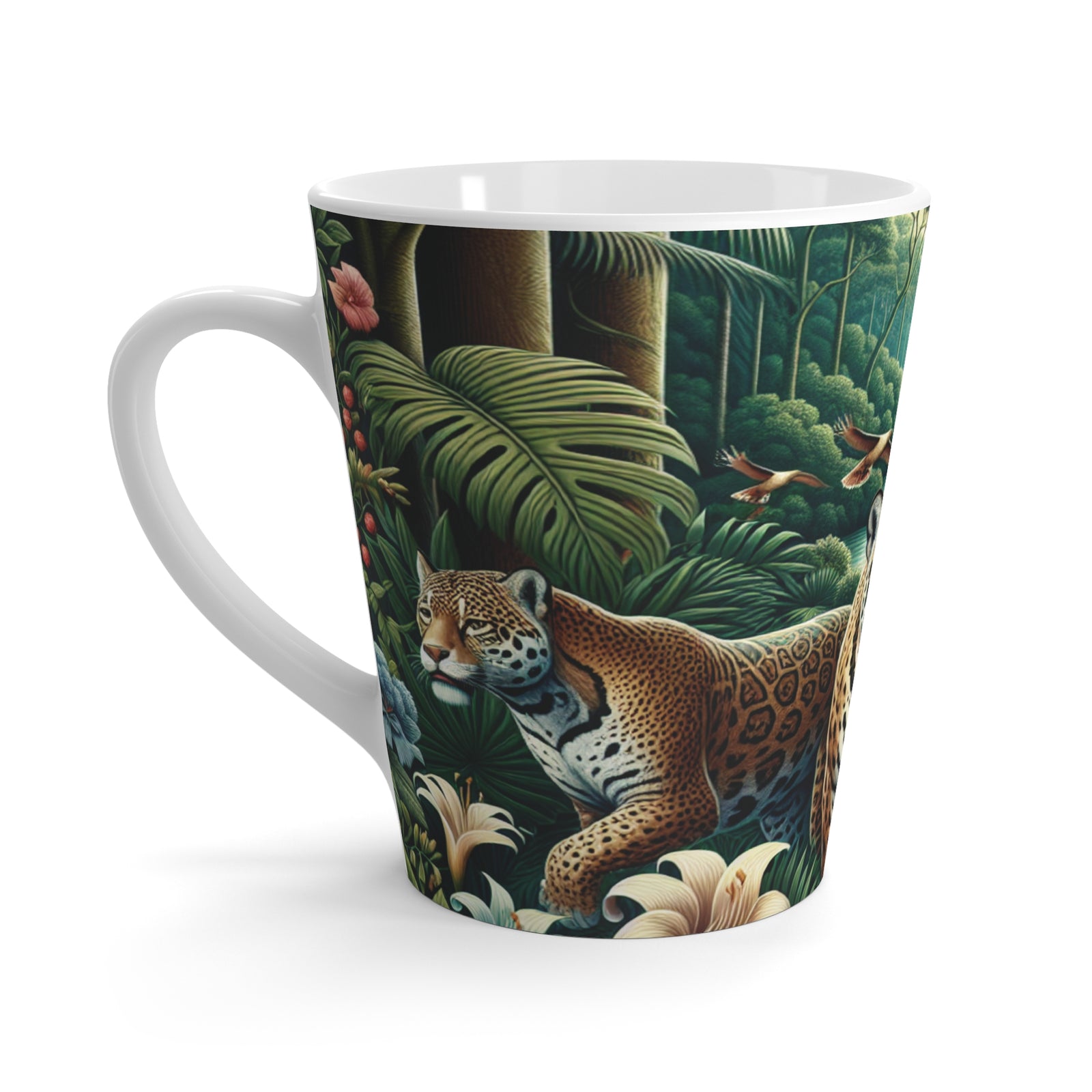 Latte White Mug - Rainforest Big Cats