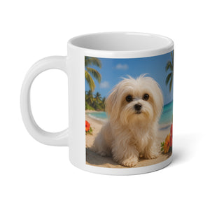 Jumbo Mug, 20oz, Puppy Ariel on the Beach | Tropical Coffee Cup