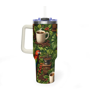 40oz Thermal ~ Tropical Coffee Lover Parrots