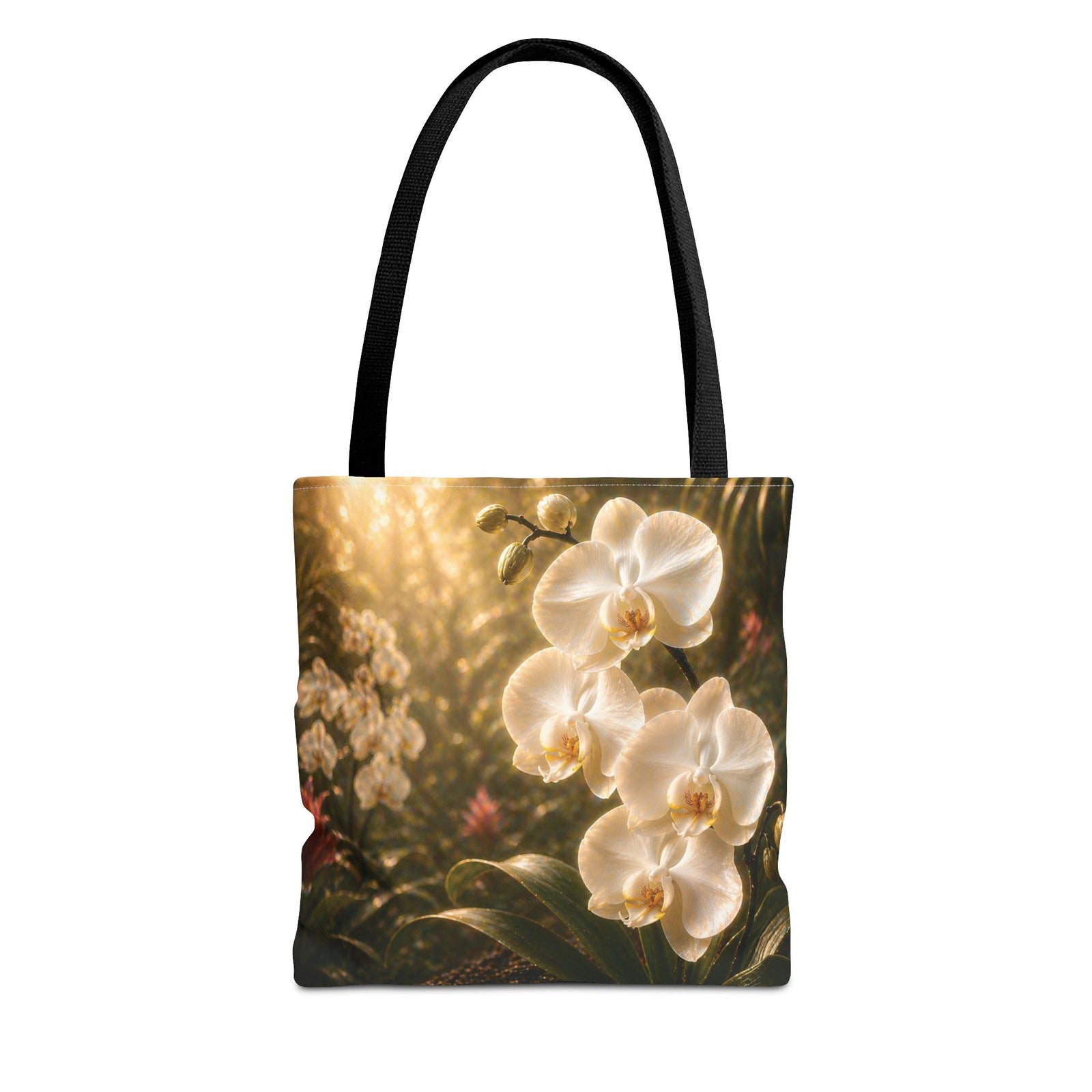 Orchid Garden Tote Bag — Sunlit White Orchid Floral All-Over Print