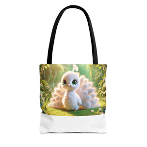 Baby White Peacock/White Trio Tote Bag - 3 Sizes