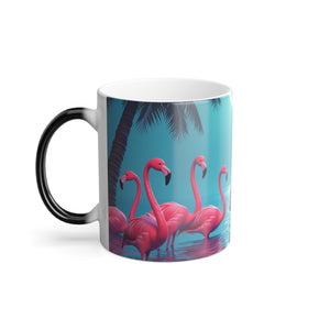 Color Morphing Mug, 11oz, Moonlit Mermaids and Flamingos