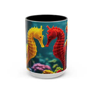 Black Coffee Mug ~ Seahorses in Love